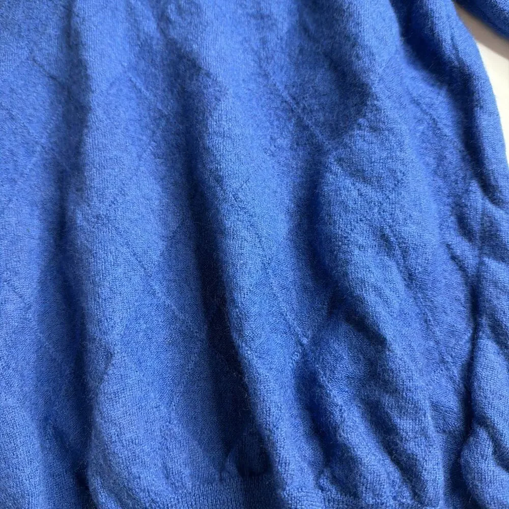 Vintage Gran Sasso V Neck Sweater Royal Blue Mens Small Fine Merino Wool Luxury